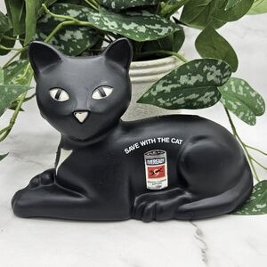Vintage Eveready Advertising Black kitty Cat Coin Bank Plastic Ever Ready Batter